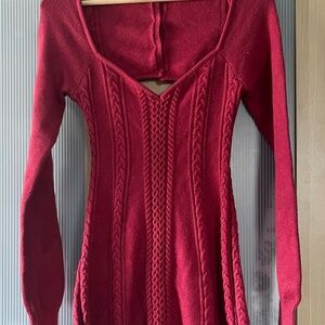 Elegant Red Knit Dress